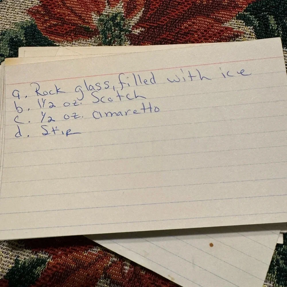 Vintage Handwritten Recipe Card for Cocktails